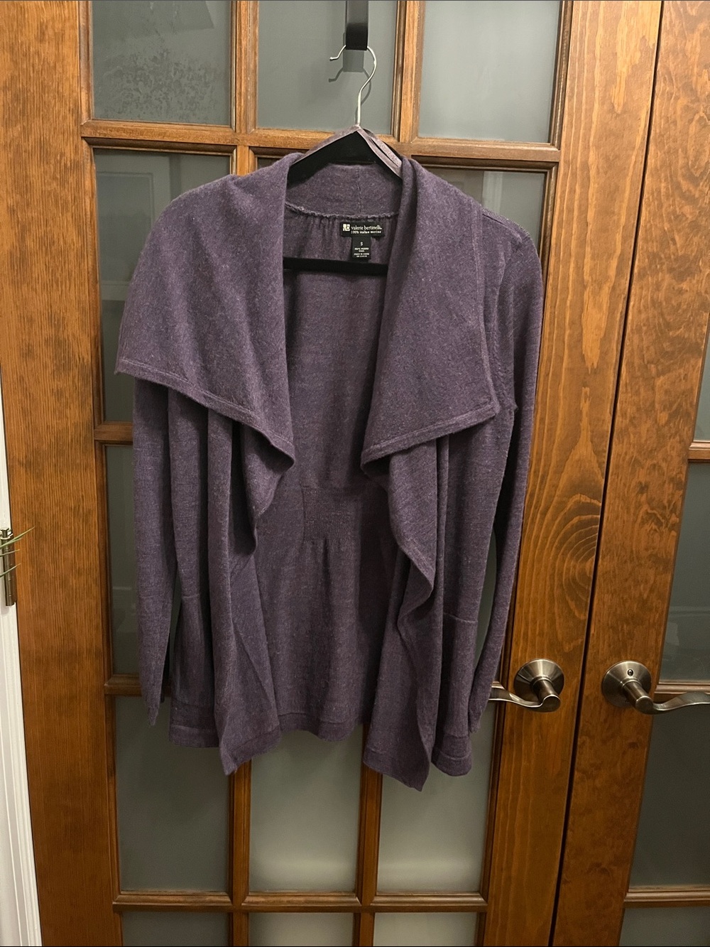 Valerie Bertinelli Purple Open-Front Draped Cardigan